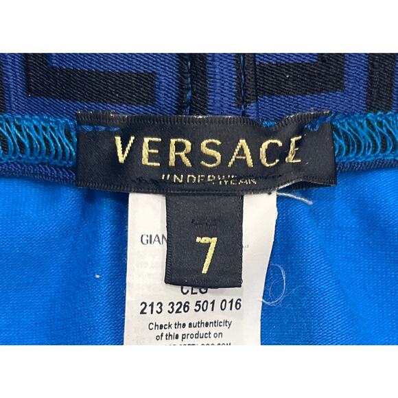 M2-7 VERSACE Men's Greca Jockstrap Underwear Stretch Blue/Black Size 7/36-38/L - Picture 5 of 10